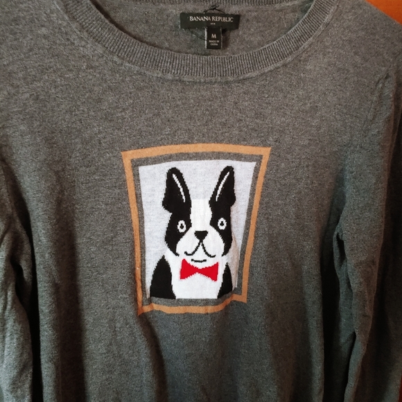🍌 Banana Republic 🐶 Frenchie Dog Gray Sweater - Picture 4 of 5